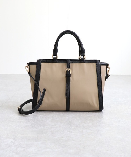 MIAN トートバッグ ベルトデザイン2wayスクエアトートバッグ