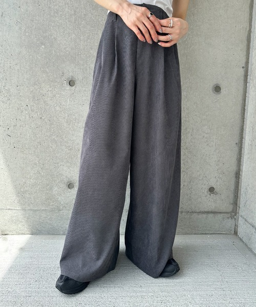 スラックス パンツ コーデュロイワイドストレートスラックス