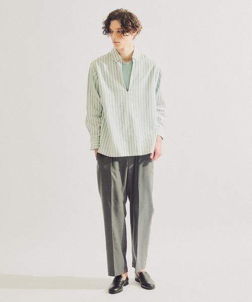 ABAHOUSE（アバハウス） シャツ 「リネンブレンド」スキッパー プル