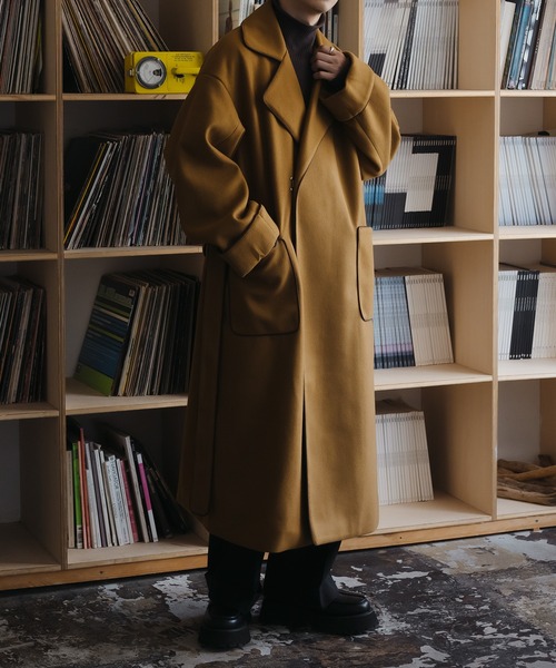 ゴルチエジーンズ/40/カーキ/柄/ロングコート/ダブルボタン/ボア襟/秋冬 ゴルチエジーンズ/40/カーキ/柄/ロングコート/ダブルボタン/ボア襟