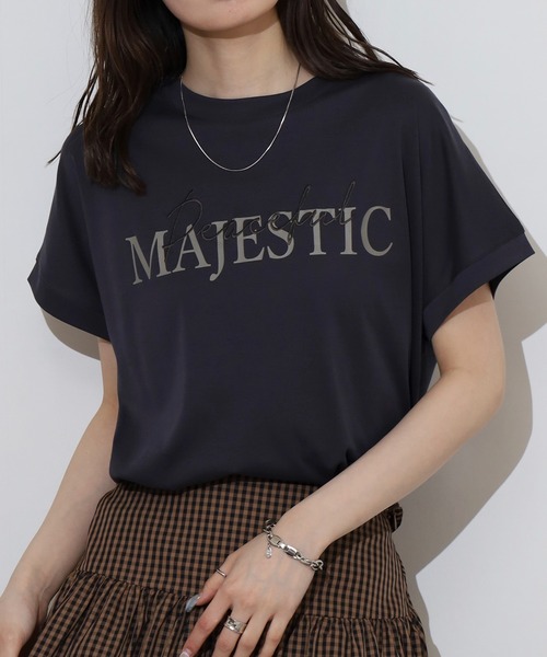 tシャツ EGLANTINE 刺繍×プリントロゴ半袖Tシャツ「日本製」 レディース