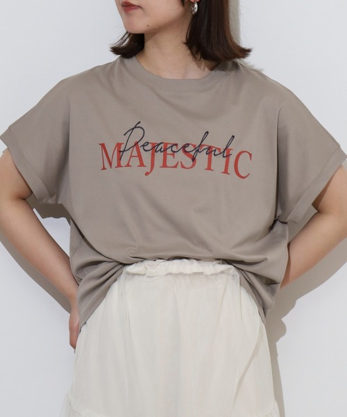 tシャツ Eglantine ロゴ刺繍シンプルＴシャツ レディース セール】Eglantine 5分袖ロゴ刺繍Tシャツ（Tシャツ/カットソー