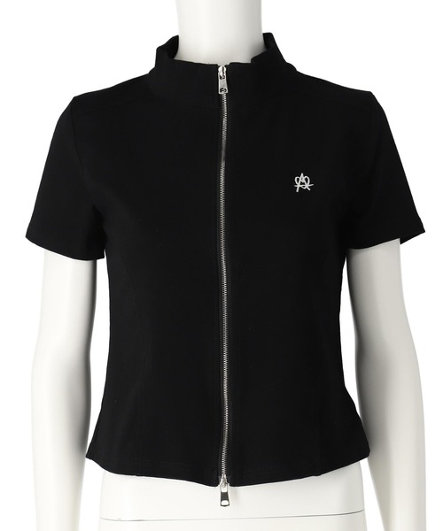ANAP（アナップ） tシャツ 半袖 ハート ロゴ モックネック ダブルZIP