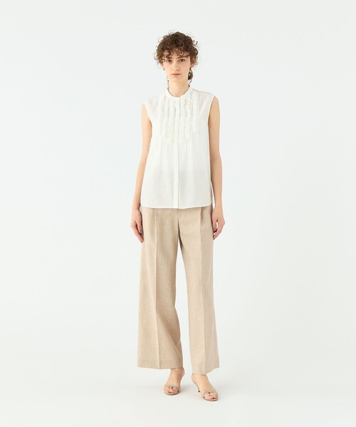 TOMORROWLAND - 【美品】トゥモローランドコレクション　ブラウス　ノースリーブ　シルク100% TOMORROWLAND collection ブラウス シャツ コットンシルクソフト