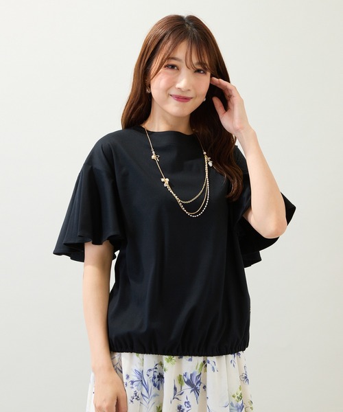tシャツ 「接触冷感/綿100%/手洗いOK」フレアスリーブカットソー レディース
