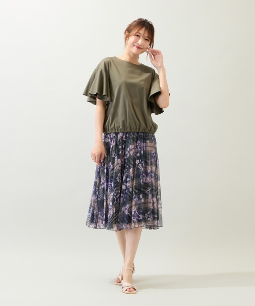 ローズティアラ　46 新品　接触冷感　綿100% フレアスリーブカットソー Rose Tiara（ローズティアラ） tシャツ 「接触冷感/綿100%/手洗いOK