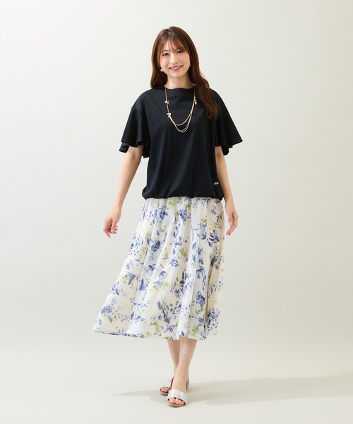 ローズティアラ　46 新品　接触冷感　綿100% フレアスリーブカットソー Rose Tiara（ローズティアラ） tシャツ 「接触冷感/綿100%/手洗いOK