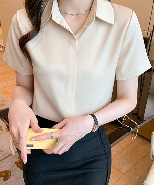 ブラウス シャツ マットサテン比翼シャツ レディース : ZOZOTOWN