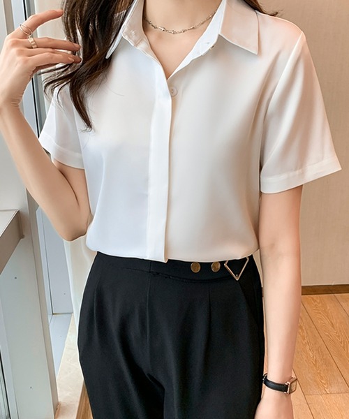 ブラウス シャツ マットサテン タックシャツ レディース ブラウス シャツ マットサテン比翼シャツ レディース : ZOZOTOWN