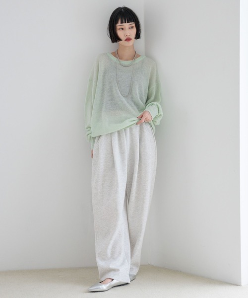 【ベージュ】モヘアライクシアー2WAY ニットプルオーバー モヘアライクシアーニット | mystic(ミスティック)レディース | PAL