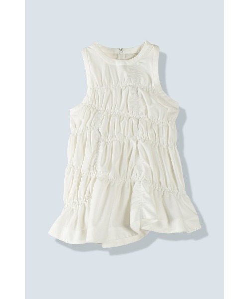 OMMO（オーエムエムオー） IRREGULAR SHIRRING TOP レディース