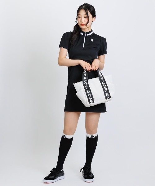 archivio フリル袖　ワンピース　L archivio（アルチビオ） ワンピース 「LADIES」リブフリル襟ジップ