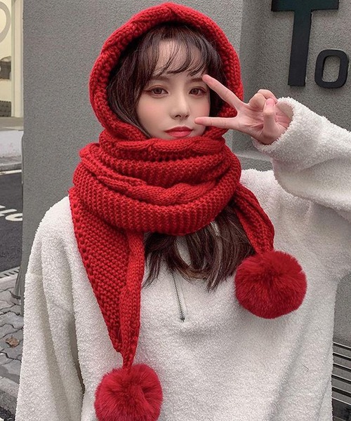 c.u.l ニット帽 ニットキャップ ボンボン ローゲージ ニットキャップ