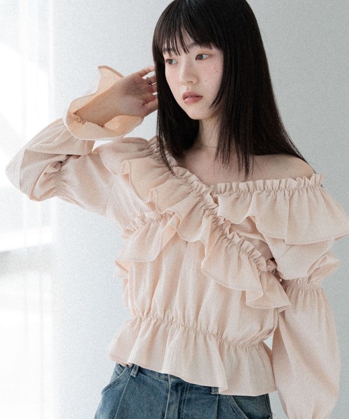 Heather（ヘザー） ブラウス シャツ フリルクロスブラウス 589921