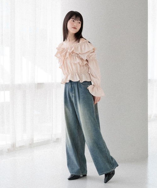 Heather（ヘザー） ブラウス シャツ フリルクロスブラウス 589921