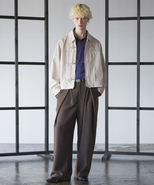 イミテーションウールツィードストレートスラックス ブラウン系 その他 Ｓサイズ Imitation wool tweed & wool straight slacks/イミテーション