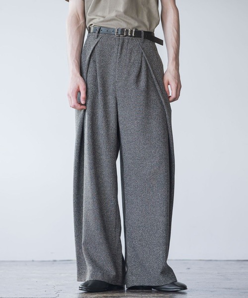 HARE（ハレ） スラックス 「SET UP対応」ツイードクロスタックワイド