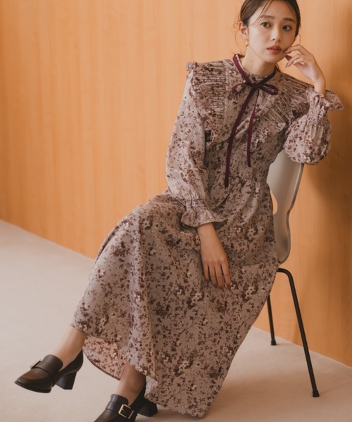ミッシュマッシュ（MISCH MASCH）/2025秋冬新作 プリーツフリルフラワーワンピース MISCH MASCH（ミッシュマッシュ） ワンピース 2025秋冬新作 プリーツ