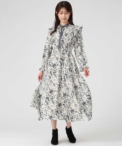 ミッシュマッシュ（MISCH MASCH）/2025秋冬新作 プリーツフリルフラワーワンピース MISCH MASCH（ミッシュマッシュ） ワンピース 2025秋冬新作 プリーツ