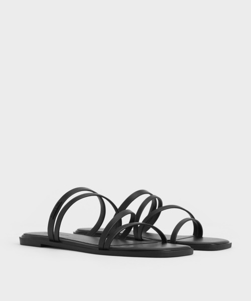 「CHARLES & KEITH」 フラットサンダル 23cm ブラック レディース_画像2