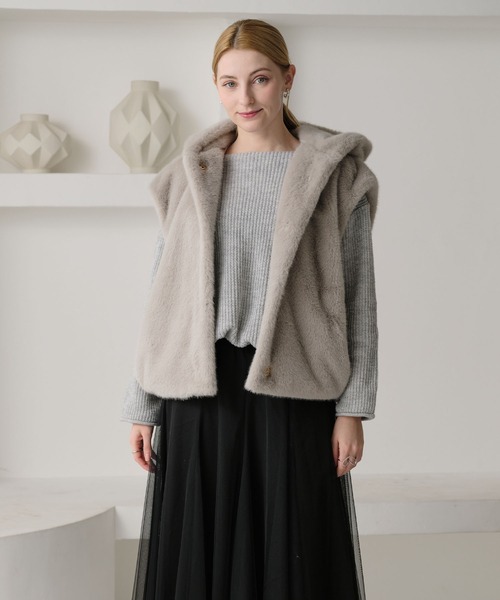 ZAKKA-BOX（ザッカボックス） ベスト ジレ ファーフードベスト