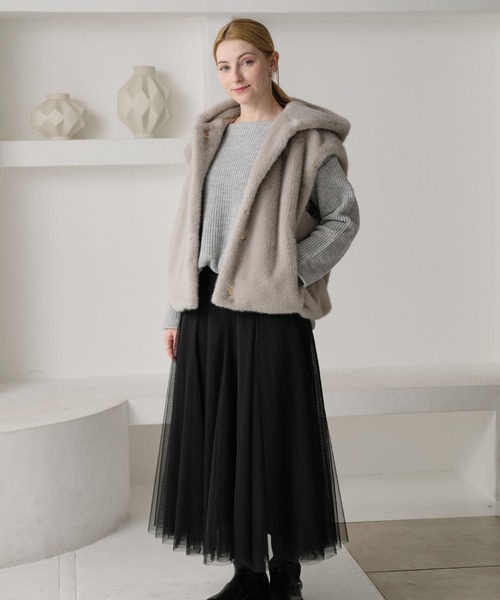 ZAKKA-BOX（ザッカボックス） ベスト ジレ ファーフードベスト