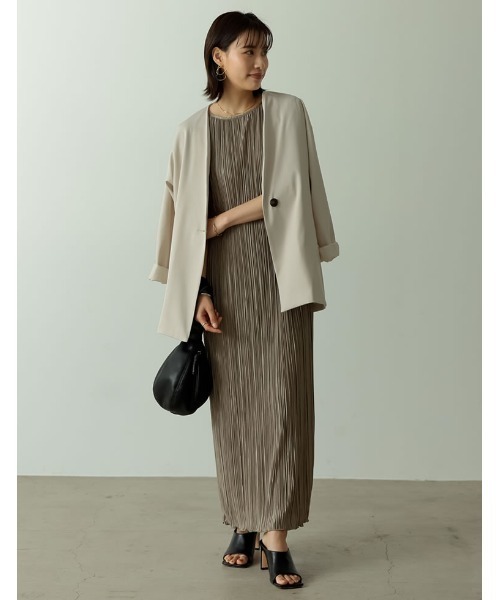 「Re:EDIT」 半袖ワンピース MEDIUM ブラック レディース_画像2