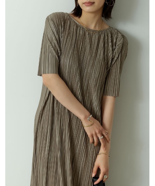 「Re:EDIT」 半袖ワンピース MEDIUM ブラック レディース_画像4