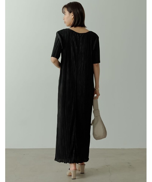 「Re:EDIT」 半袖ワンピース MEDIUM ブラック レディース_画像7