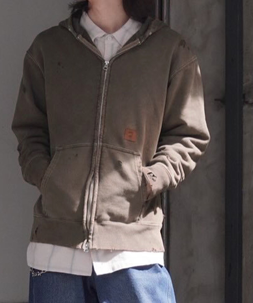 JieDa（ジエダ） パーカー DAMAGE PATCH ZIP HOODIE メンズ : ZOZOTOWN