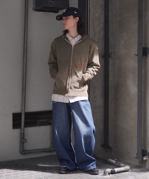 JieDa（ジエダ） パーカー DAMAGE PATCH ZIP HOODIE メンズ : ZOZOTOWN