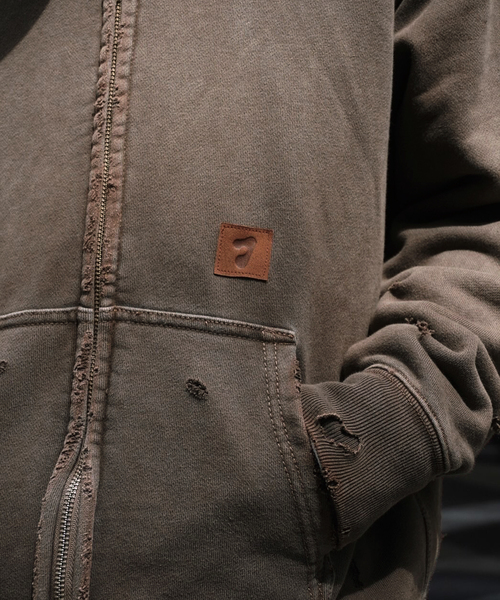 JieDa（ジエダ） パーカー DAMAGE PATCH ZIP HOODIE メンズ : ZOZOTOWN