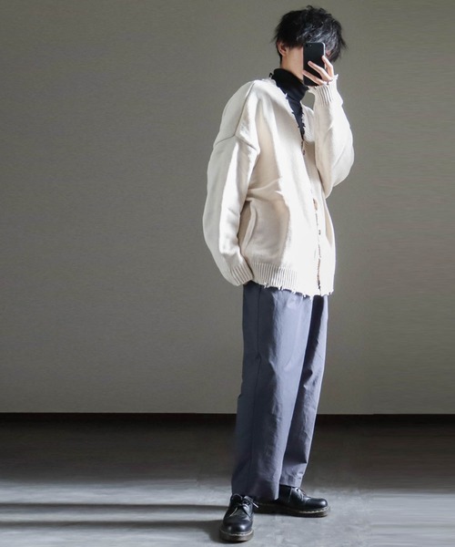 「Anytime Songs」 「HALHAM」ニットカーディガン LARGE サックスブルー メンズ_画像2