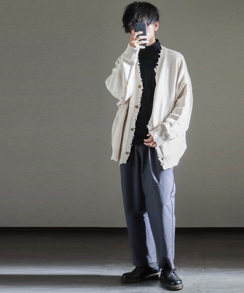 「Anytime Songs」 「HALHAM」ニットカーディガン LARGE サックスブルー メンズ_画像3