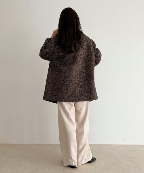 新品タグ付き　ウール混ミドル丈Pコート　モカ　フリーサイズ ウール混ミドル丈Pコート | FREDY & GLOSTER(フレディ アンド