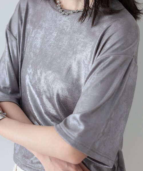 「GALLEST」 半袖Tシャツ 38 シルバー レディース_画像5