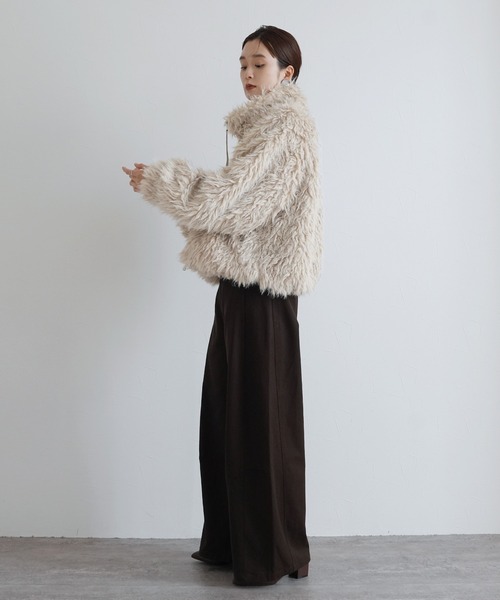 Yeoun ブルゾン アウター ダブルジップミックスシープファーブルゾン