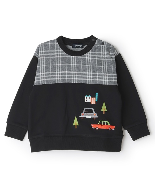 のの さま専用 新品 クレードスコープ 車 トレーナー 120 セット kladskap（クレードスコープ） トレーナー 車刺しゅうチェック切替