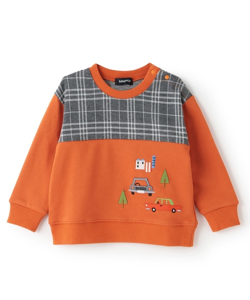 kladskap（クレードスコープ） トレーナー 車刺しゅうチェック切替