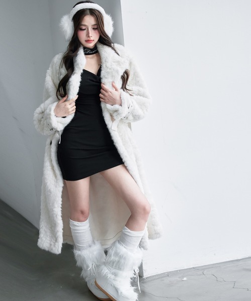 VEILA コート チェスターコート フェイクファーロングコート