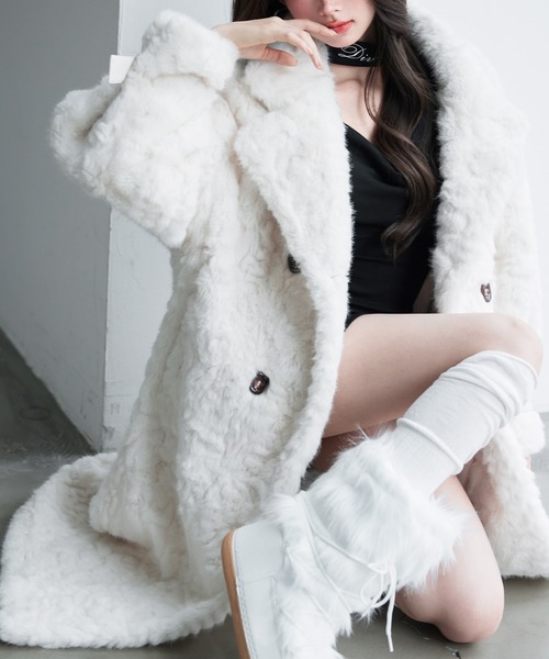 VEILA コート チェスターコート フェイクファーロングコート