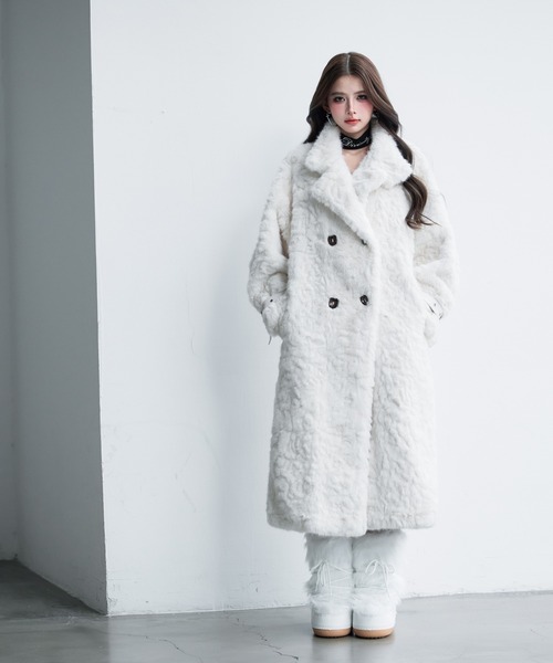 【12月末まで】bajra フェイクファー ロングコート VEILA コート チェスターコート フェイクファーロングコート