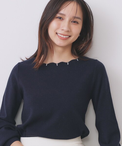 index（インデックス） ニット セーター ラメスカラップビジュー