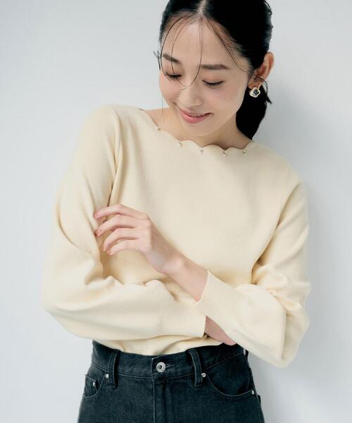 index（インデックス） ニット セーター ラメスカラップビジュー