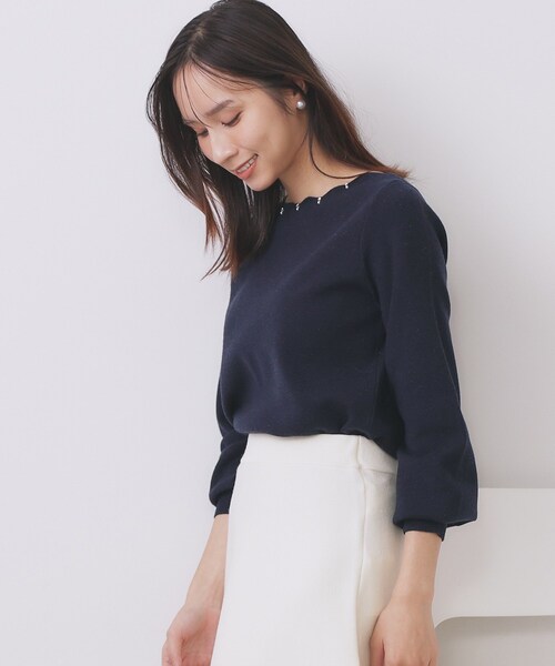 index（インデックス） ニット セーター ラメスカラップビジュー