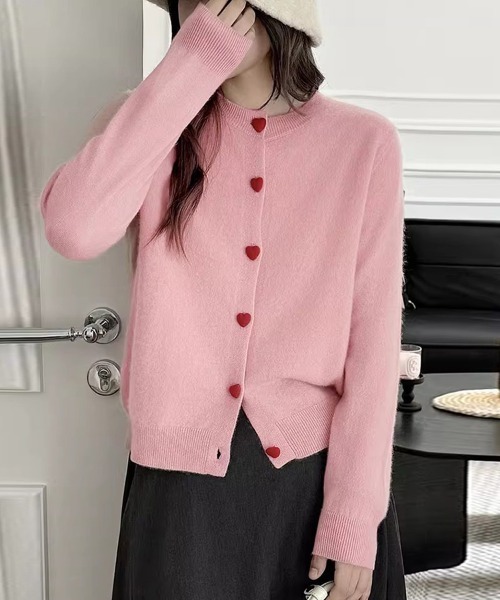 OBLI オブリ ハートボタンカーディガン ハートボタンカーディガン
