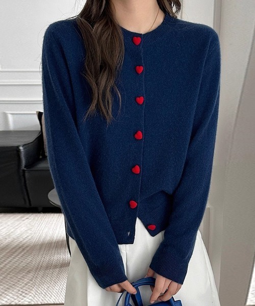 OBLI オブリ ハートボタンカーディガン OBLI オブリ ハートボタンカーディガン カーディガン ハートボタン