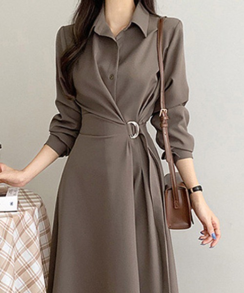 「COCOMOMO」 長袖ワンピース S ブラウン レディース_画像3