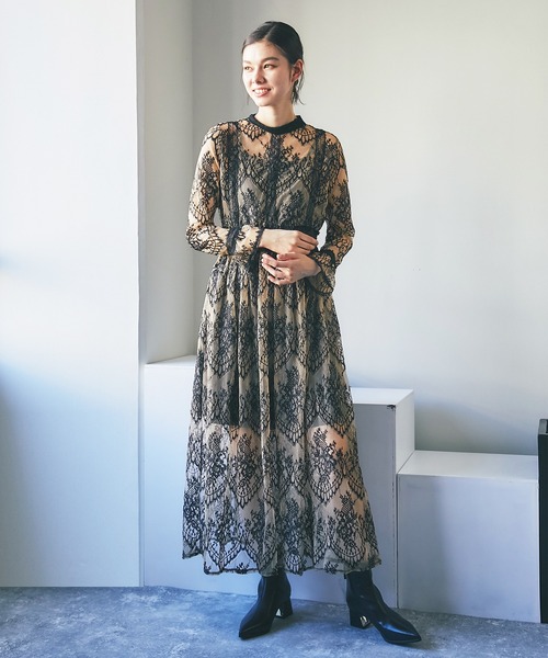 「SMILE ORCHID」 長袖ワンピース M ブラック レディース_画像2