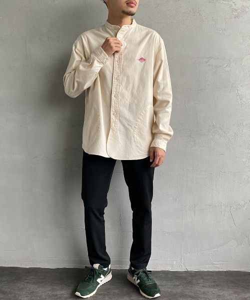 【DANTON】ダントン ノーカラー ボタンシャツ クリーム 白 大きい 42 Danton（ダントン） 長袖シャツ 42 オリーブ レディース : ZOZOTOWN